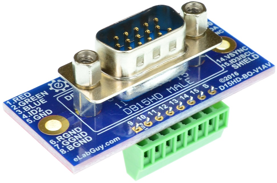 DB15HD VGA Male vertical connector Breakout Board